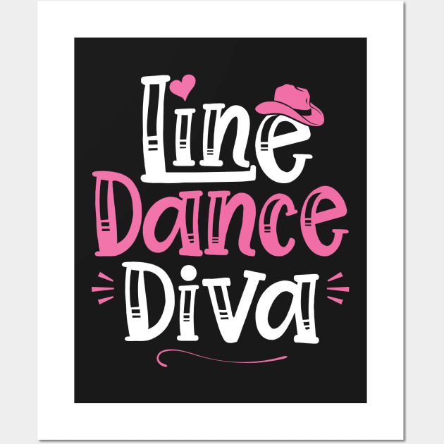 Line Dance Diva - Western Country Dancing print Wall Art by theodoros20